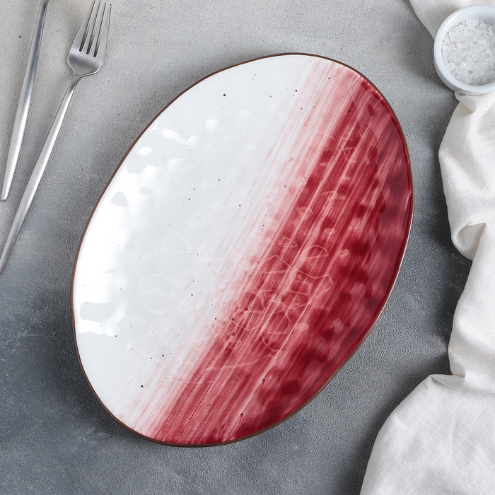 Блюдо фарфоровое Доляна «Космос», 31,5×22 см, цвет красный - фото 1 - id-p177004219
