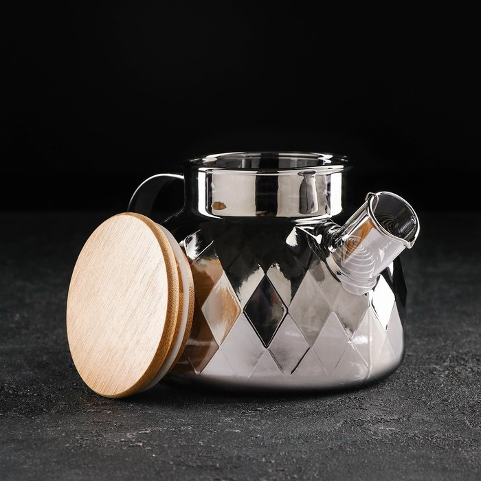 Чайник стеклянный заварочный «Круиз», 800 мл, с металлическим ситом, цвет серый - фото 2 - id-p177027140