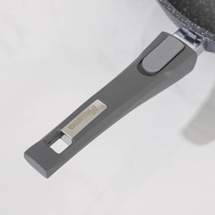 Сковорода-ВОК «Гранит», d=28 см, съёмная ручка, антипригарное покрытие, цвет серый - фото 4 - id-p177011973