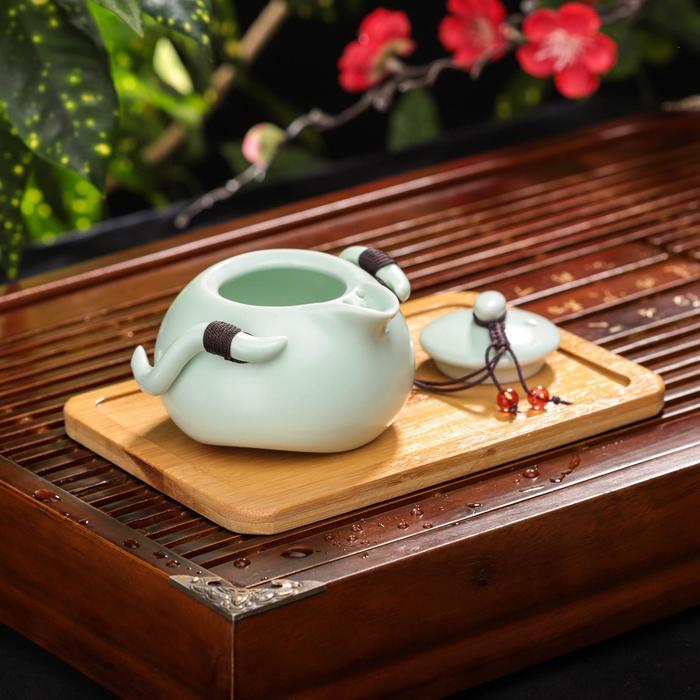 Набор для чайной церемонии керамический «Тясицу», 8 предметов: чайник 120 мл, 4 пиалы 50 мл, салфетка, щипцы, - фото 4 - id-p177021789