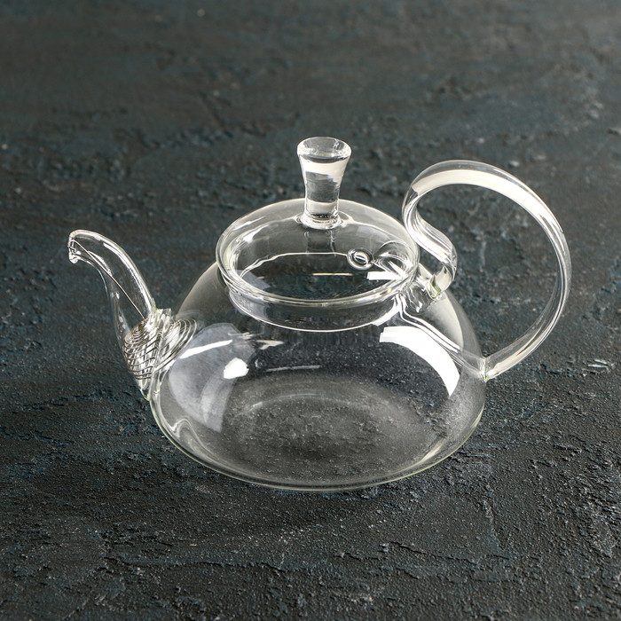Чайник стеклянный заварочный с металлическим ситом Доляна «Элегия», 400 мл - фото 1 - id-p177013624