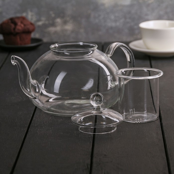 Чайник заварочный со стеклянным ситом, 1 л - фото 9 - id-p177013638