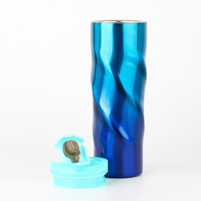 Термокружка, серия: Спираль, "Мастер К", 500 мл, сохраняет тепло 8 ч, 7.8х22 см, синяя - фото 2 - id-p177031762