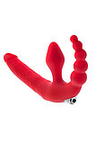Безремневой страпон Black & Red by TOYFA с вибропулей, красный, 35 см, фото 2