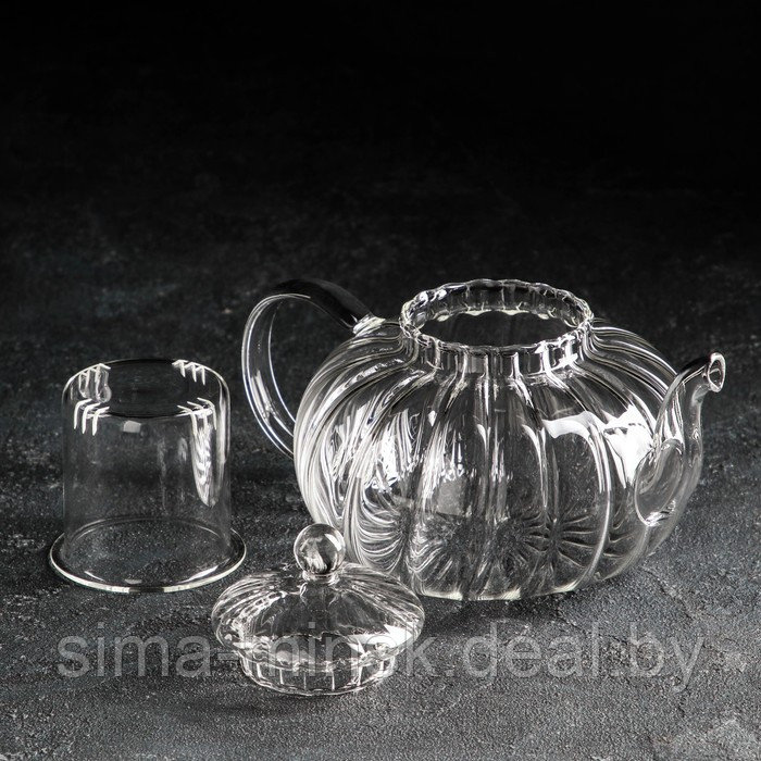 Чайник заварочный со стеклянной крышкой и ситом «Диана», 1 л - фото 2 - id-p177541246