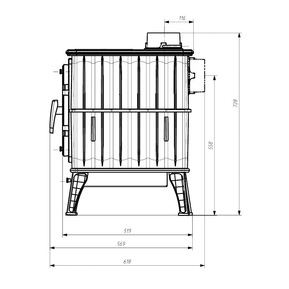 Печь-камин отопительно-варочная ProMetall Бахта (СЕРАЯ) - фото 4 - id-p168234030