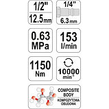 Гайковерт пневматический ударный 1/2" 1150Hm YATO (YT-09540), фото 3