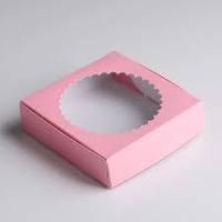 Коробка с окном розовоя 11,5 х 11,5 х 3 см