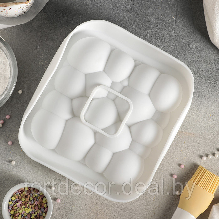 Форма для муссовых десертов и выпечки «Воздушные пузыри», 19×19×5,5 см, цвет белый - фото 1 - id-p177591151