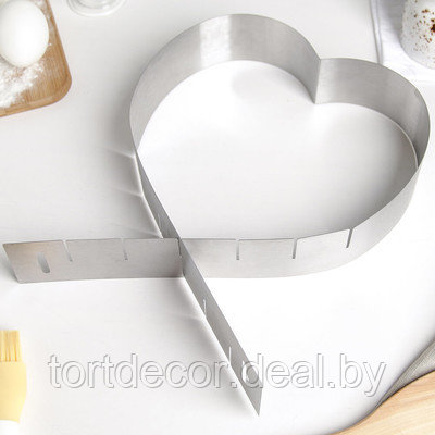 Форма разъёмная для выпечки кексов «Сердце», с регулируемым размером 14,5-26,5 см - фото 1 - id-p177591205