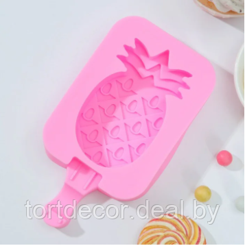 Форма для мороженого 'Ананас', 14x7,5x2,5 см, цвет розовый - фото 1 - id-p177591343