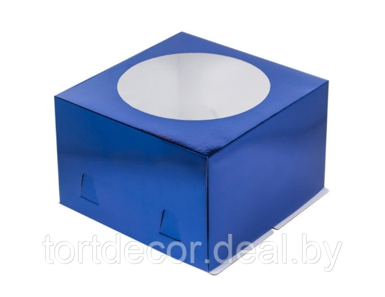 Коробка синяя 24х24х18 см с окном Х-Э - фото 1 - id-p177591061