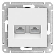 ATN000188 Atlasdesign розетка двойная компьютерная RJ45+RJ45, кат.6А, механизм, белый