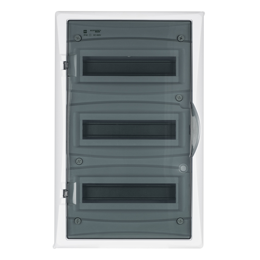 Щит навесной ECO BOX 3x12M, N/PE 4x 6x16+3x10mm2, дымчатая пласт. дверь, белый RAL9003, 560x354x107mm, IP40 - фото 2 - id-p177622644