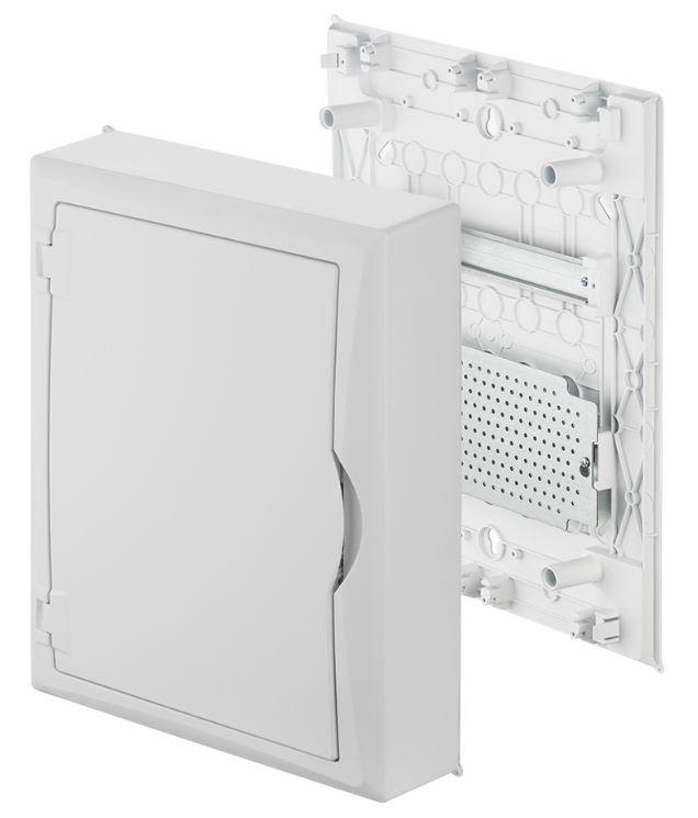 Щит навесной ECO BOX мультимед, TS35+1x МП перф.118x270mm, белая пласт. дверь, белый RAL9003, 434x354x105mm - фото 1 - id-p177623654