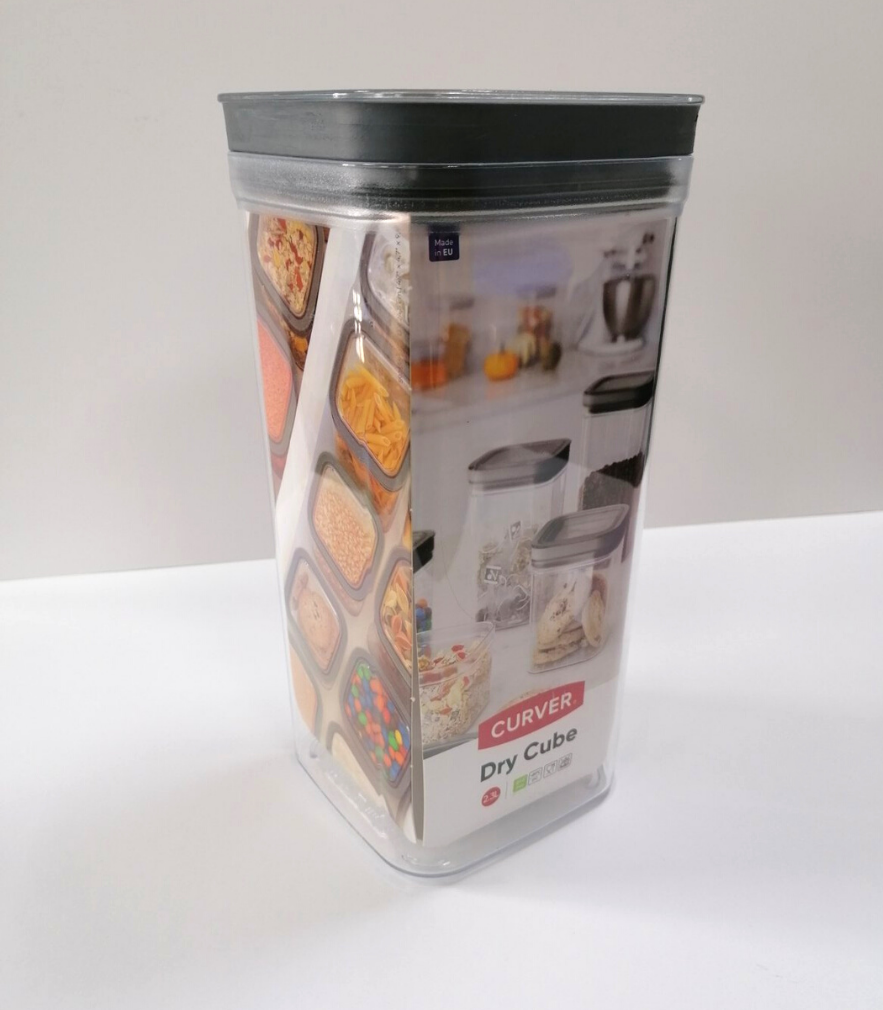 Емкость для сыпучих продуктов Dry Cube 2.3л, прозрачный/серый - фото 3 - id-p177397111