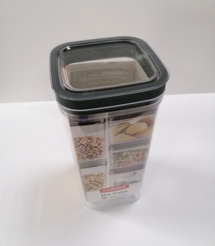 Емкость для сыпучих продуктов Dry Cube 2.3л, прозрачный/серый - фото 4 - id-p177397111