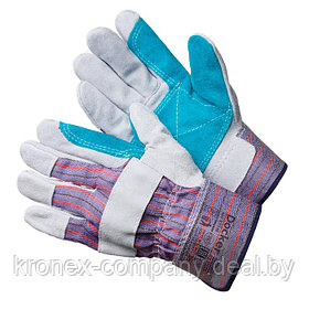 Перчатки спилковые комбинированные с усиленным пальцем «Докер Люкс" (упак. 1 пара)