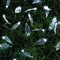 Гирлянда "Нить" 4.5 м с насадками "Листья", IP44, тёмная нить, 30 LED, свечение зелёное, 2 режима, солнечная, фото 1