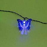 Гирлянда «Нить» 4.5 м с насадками «Бабочки», IP44, тёмная нить, 30 LED, свечение синее/зелёное, 2 режима,, фото 5