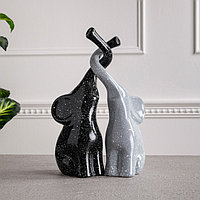 Набор статуэток "Слоны Инь-Янь", гранит, серо-чёрный, 31 см