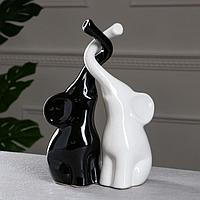 Набор статуэток "Слоны Инь-Янь", глазурь, бело-чёрный, 32 см