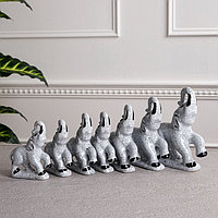 Набор статуэток "Слоны", 7 предметов, гранит, серый, керамика