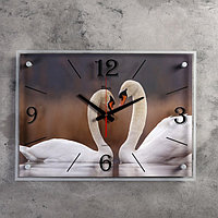 Часы настенные, серия: Животный мир, "Пара лебедей", 40х56 см