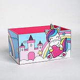 Органайзер для канцтоваров "Единорог с сердечком" розовый замок, 100 х 150 х 80 мм, фото 4