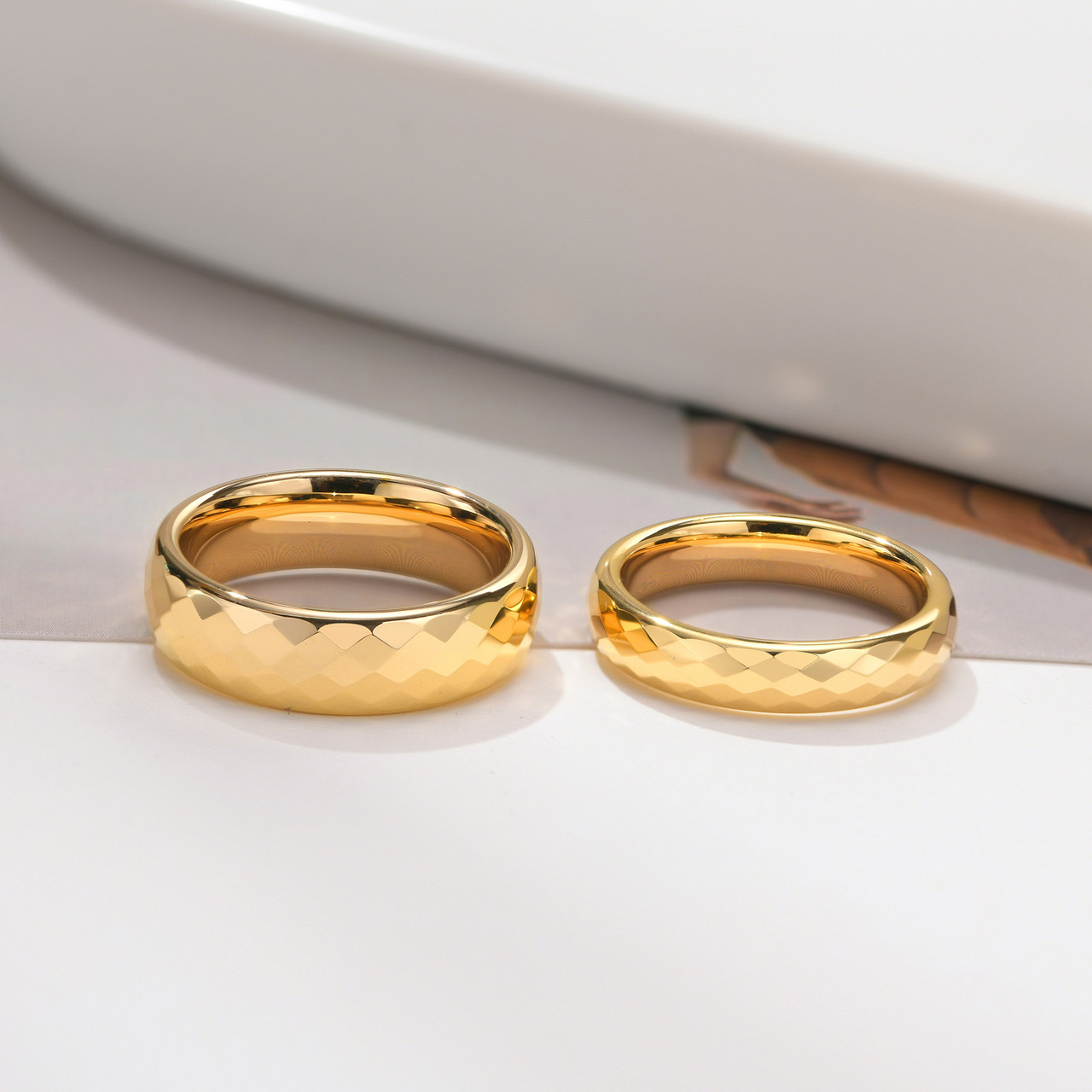 Парные кольца "Грани Grand-Gold" из карбид вольфрама - фото 4 - id-p177725490