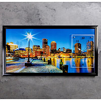 Часы-картина настенные, серия: Город, "Ночной город и архитектура", 50х100  см, микс