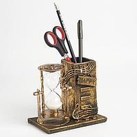 Песочные часы "Ноты", сувенирные, с карандашницей, 14.5 х 8 х 13 см