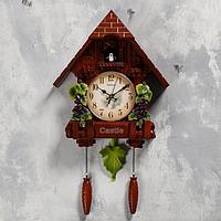 Часы настенные с кукушкой "Виноградная лоза", плавный ход, 63 х 10 х 36 см, коричневые