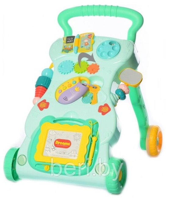 HE0823 Игровой развивающий центр, каталка-ходунки Music Walker, свет, звук, съемные игрушки, ходилка с ручкой - фото 5 - id-p177734162