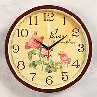 Часы настенные "Розы",  d=30 см , плавный ход