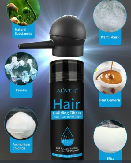 Загуститель для волос Aliver Hair Fibers ( Мedium Brown)+ насадка-распылитель - фото 8 - id-p177746338
