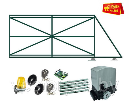 Каркас откатных ворот 4м. с комплектом механики и автоматики до 800кг, фото 2