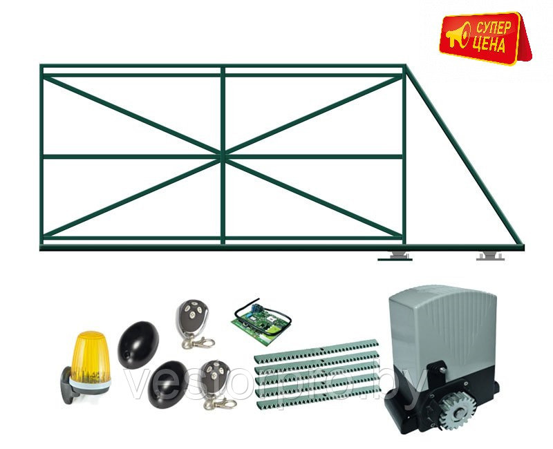 Каркас откатных ворот 4м. с комплектом механики и автоматики до 800кг - фото 1 - id-p177748907