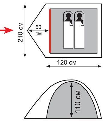 Палатка Универсальная Totem Trek 2-х местная, арт. TTT-021 (210x170x110) - фото 2 - id-p177763577
