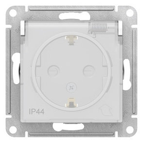 ATN440146 Atlasdesign AQUA розетка с заземл. со шторками с крышкой, 16А, IP44, механизм, белый, фото 2