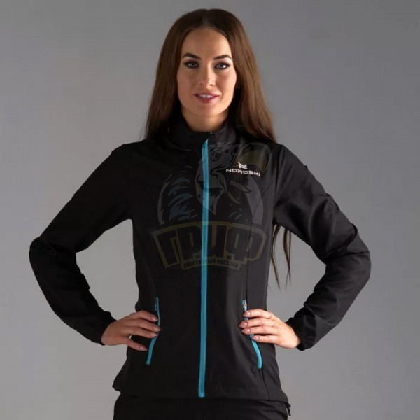 Куртка спортивная женская Nordski Motion (черный/голубой) (арт. NSW219179) - фото 1 - id-p177811061