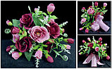 Букет дублёр свадебный. Розы бордовые и пудровых оттенков, фото 4