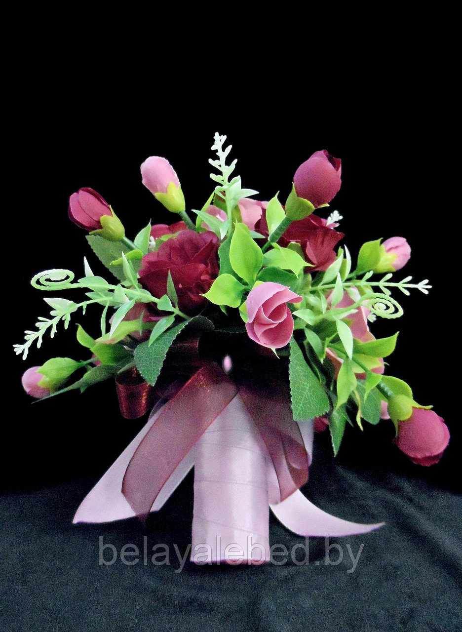 Букет дублёр свадебный. Розы бордовые и пудровых оттенков - фото 3 - id-p177824927
