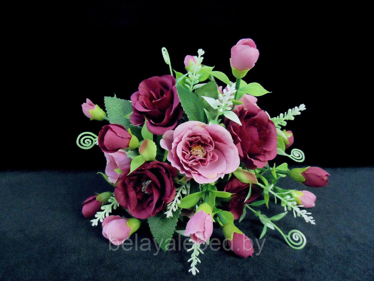 Букет дублёр свадебный. Розы бордовые и пудровых оттенков