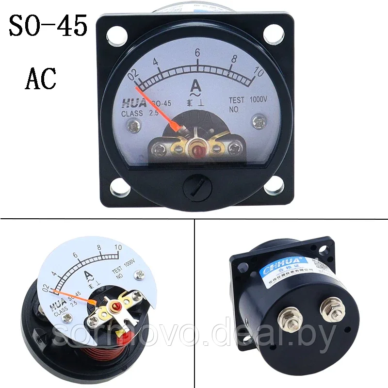Аналоговый амперметр SO-45 переменного тока 1A, 2A, 3a, 5 a, 10A, 15A, 20A, 30A, 50A и т. д., указатель/измери - фото 2 - id-p177827134