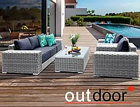 Комплект мебели из ротанга OUTDOOR Мадейра (3-местный диван, 2кресла, стол), ш/п, светлый микс
