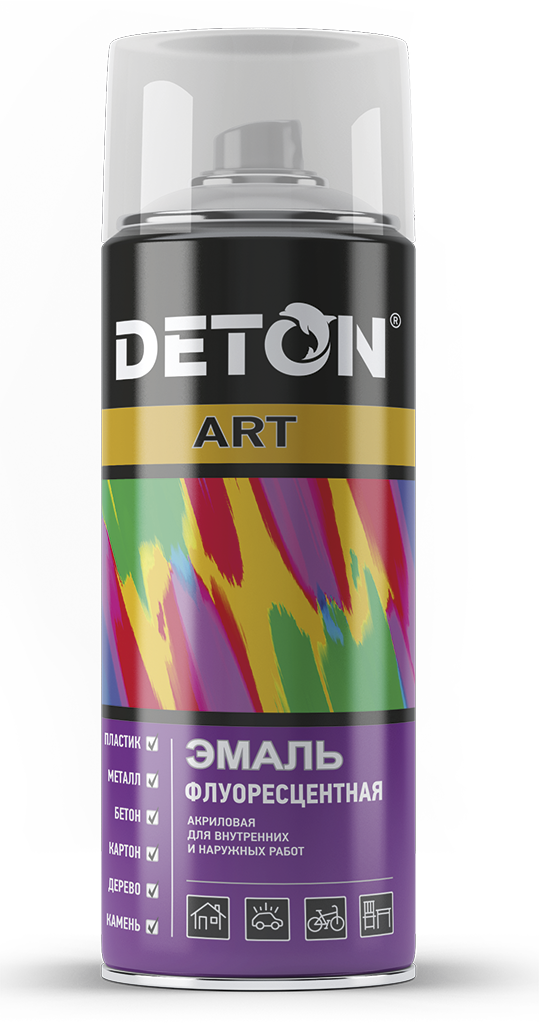 Эмаль флуоресцентная "DETON ART", желтая, 520 мл, аэрозоль - фото 1 - id-p177829705