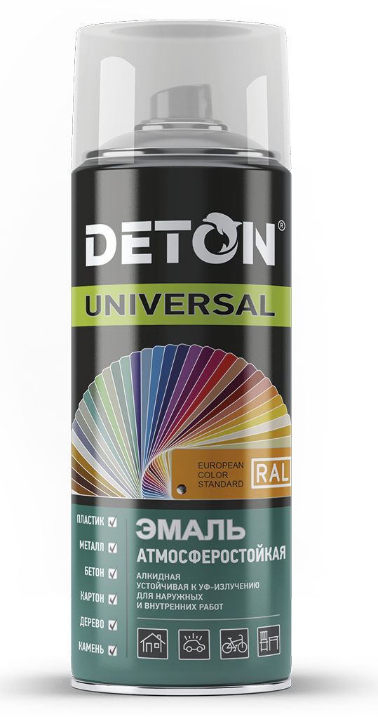 Эмаль акриловая "DETON UNIVERSAL" быстросохнущая RAL 9003 белый мат сигнальный 520 мл аэрозоль - фото 3 - id-p177830870