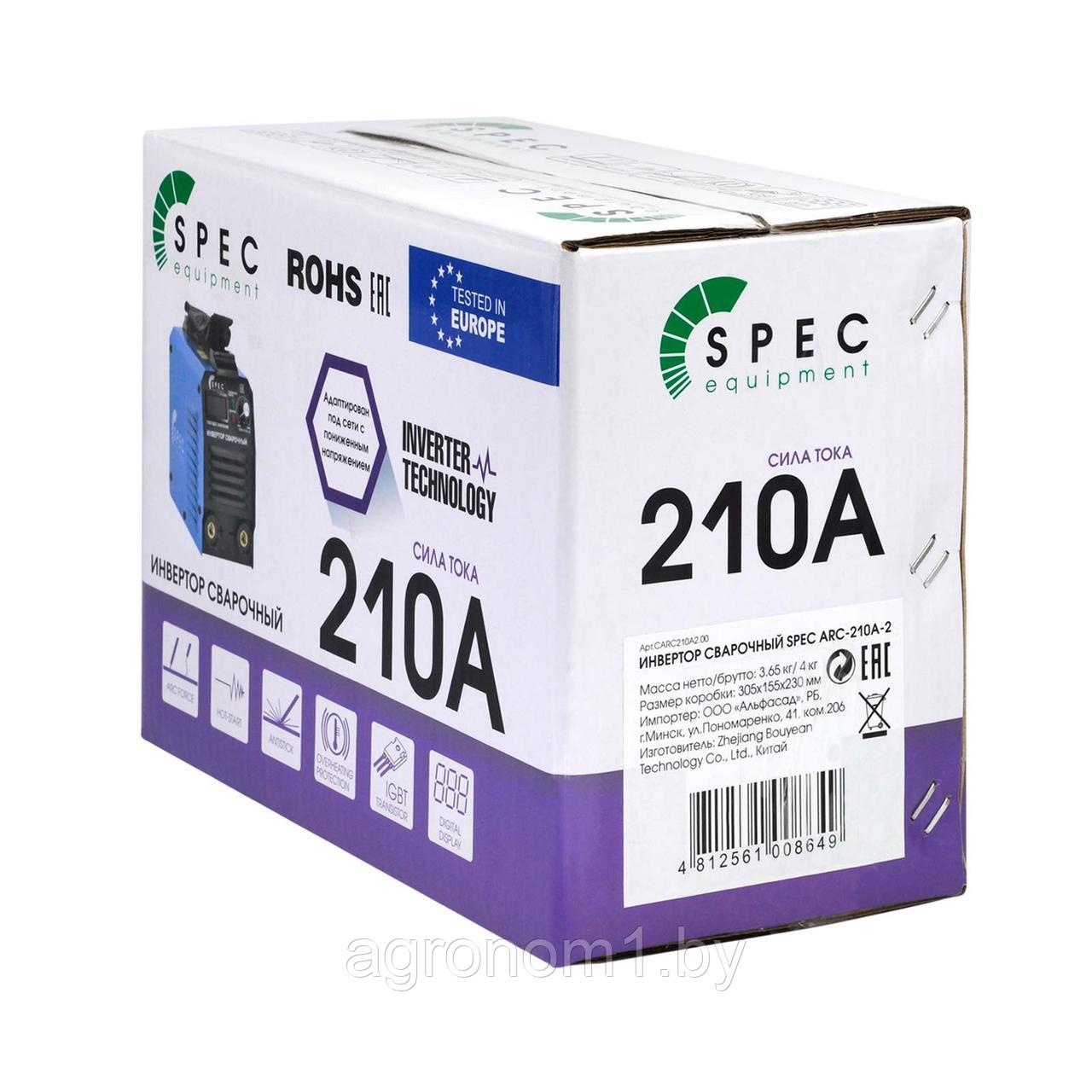 Инвертор сварочный SPEC ARC-210A-4 (160-260 В, LED диспл., 210А, 1,6-3,2 мм, электрост. от 6,0 кВт) - фото 6 - id-p177832413