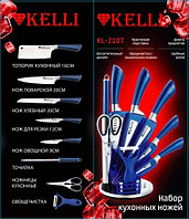 Набор кухонных ножей Kelli на подставке 9 предметов KL-2107, фото 2